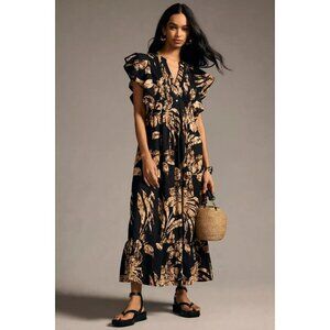 Anthropologie Black and Tan Maxi Dress